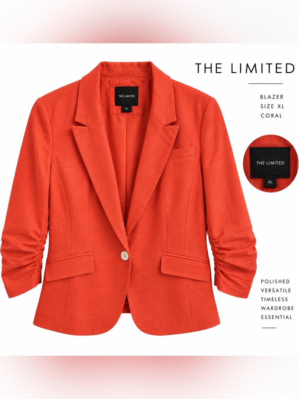 The Limited Women's Coral Single-Button Ruched-Sleeve Blazer